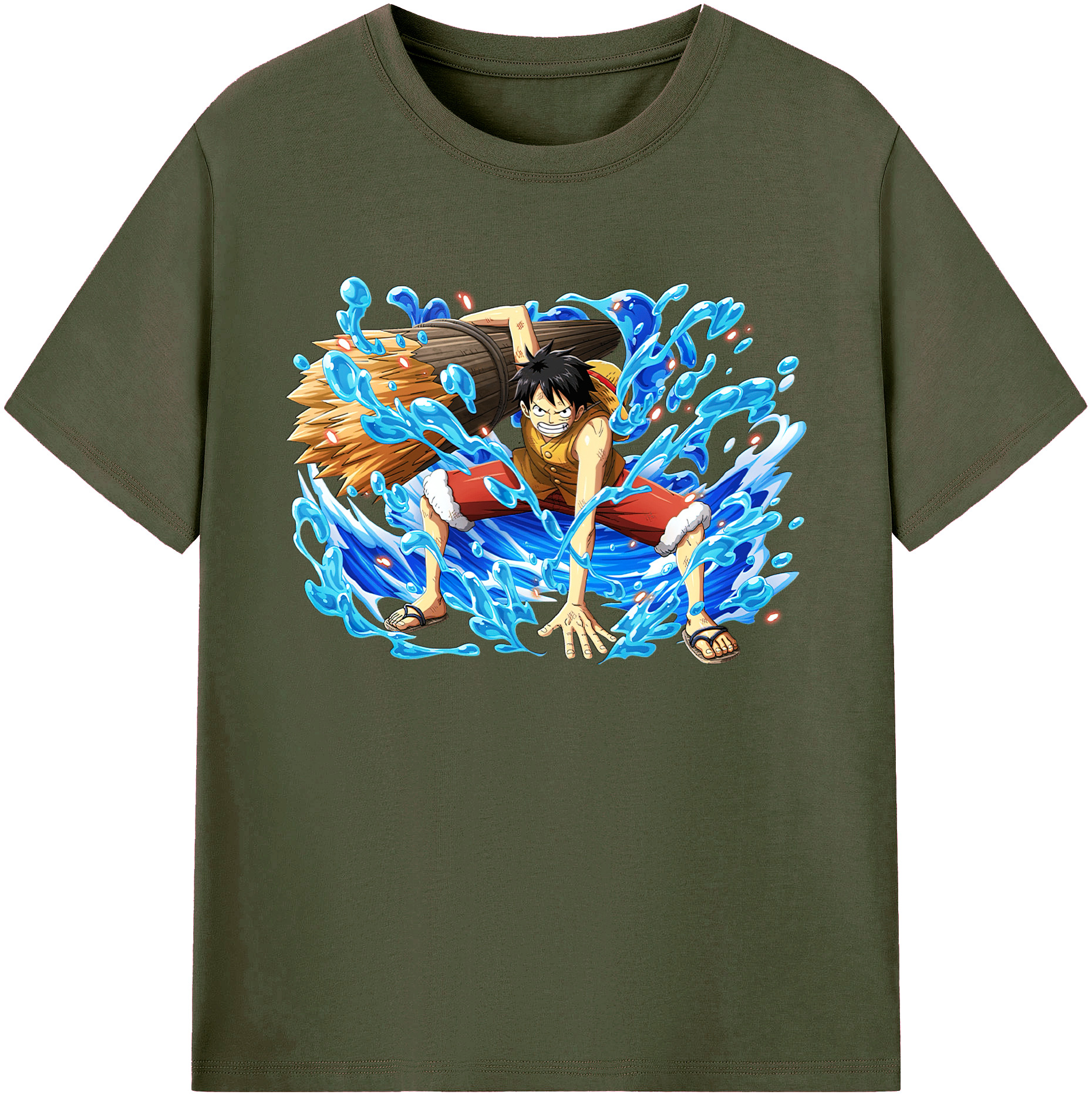 ワンピース モンキー・D・ルフィ ONE PIECE Monkey D. Luffy 綿100％ メンズ半袖Tシャツ｜肌触りやわらか＆通気性